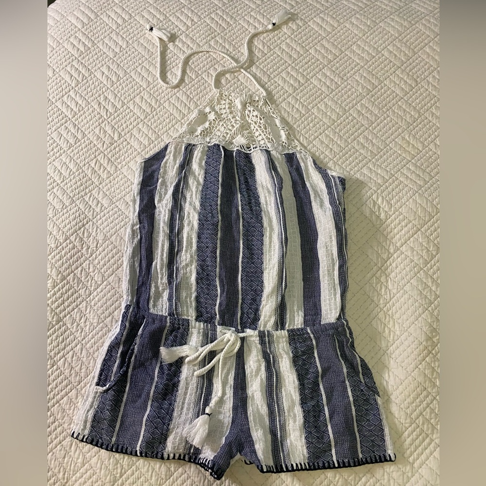 BECCA by Rebecca Virtue Navy and White Striped Women’s Romper